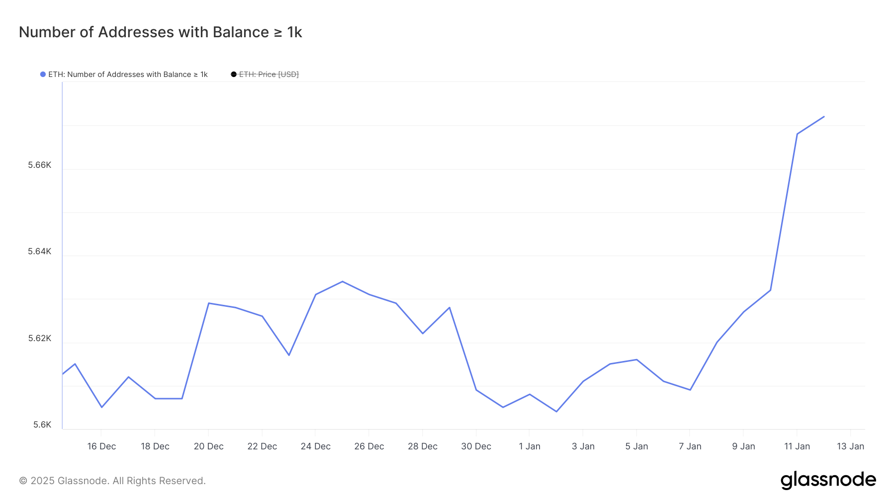 持有餘額大於等於 1,000 ETH 的地址。