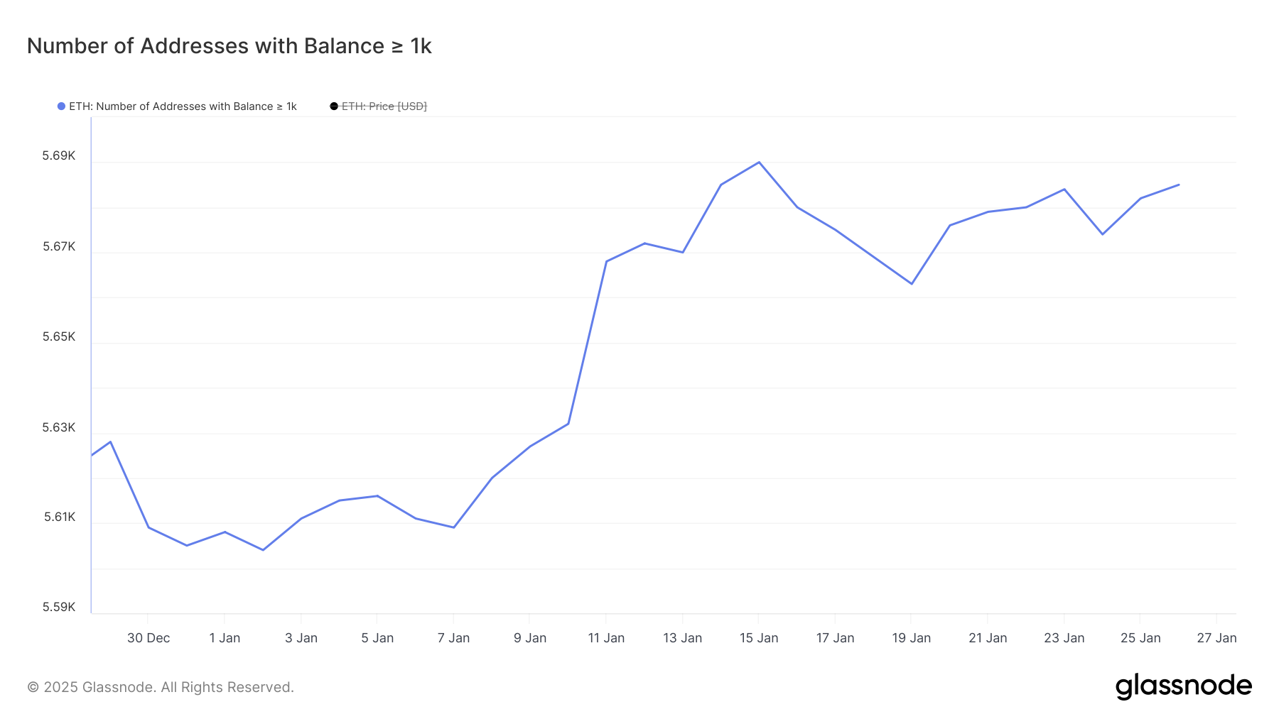 持有餘額大於等於 1,000 ETH 的地址。