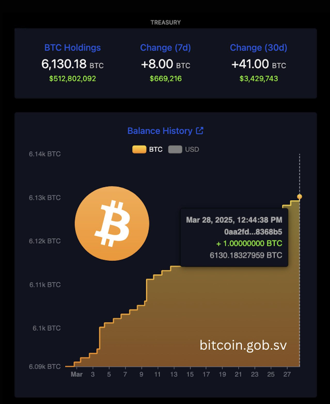 El Salvador's Bitcoin Holdings.