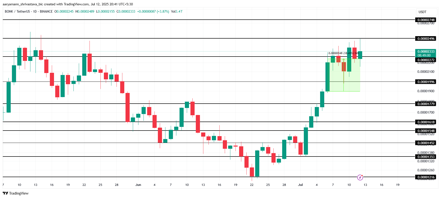 BONK 价格分析。