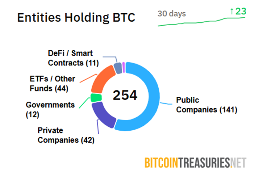 持有 BTC 的实体
