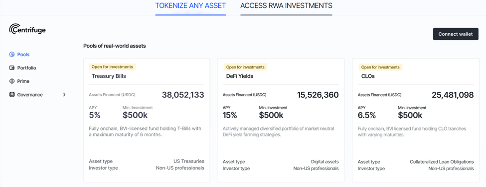 Centrifuge 为投资者提供代币化的 RWA 池