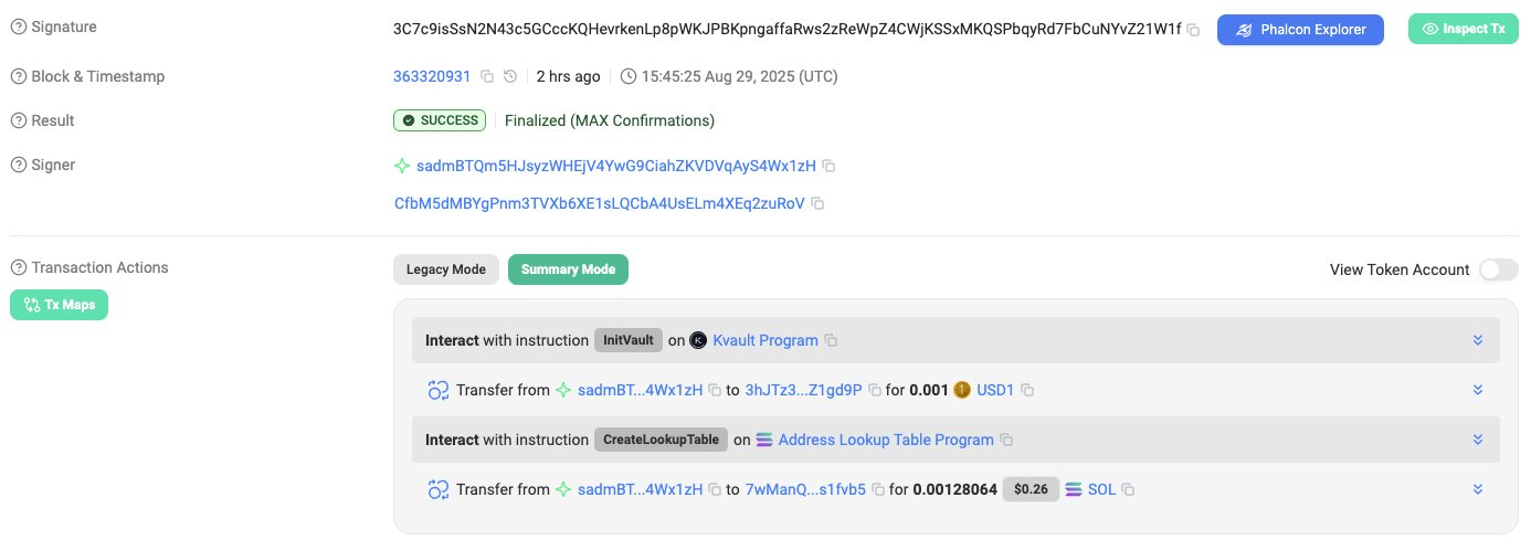Kamino Finance 上的 USD1 金库。