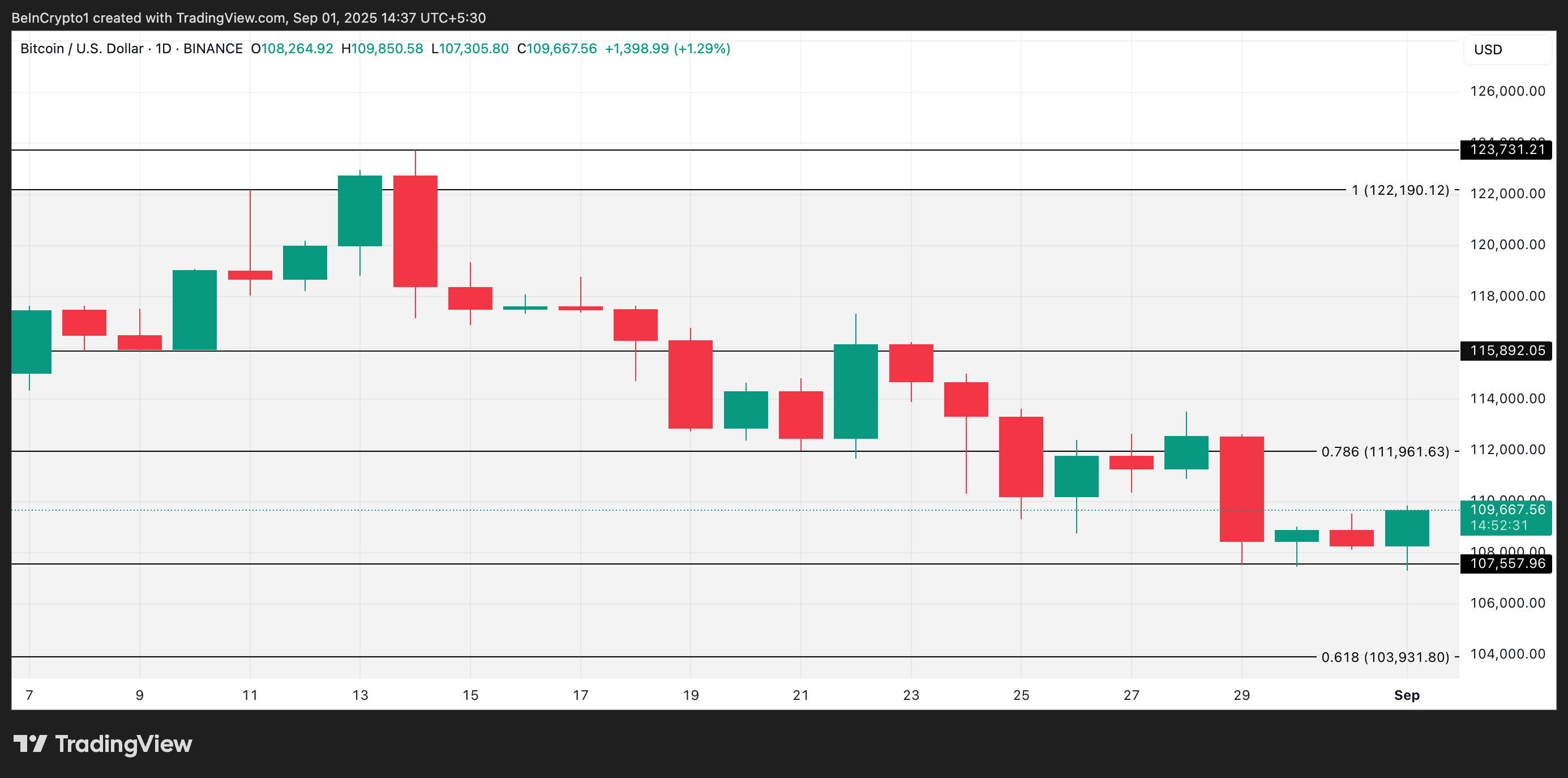 BTC 价格分析。